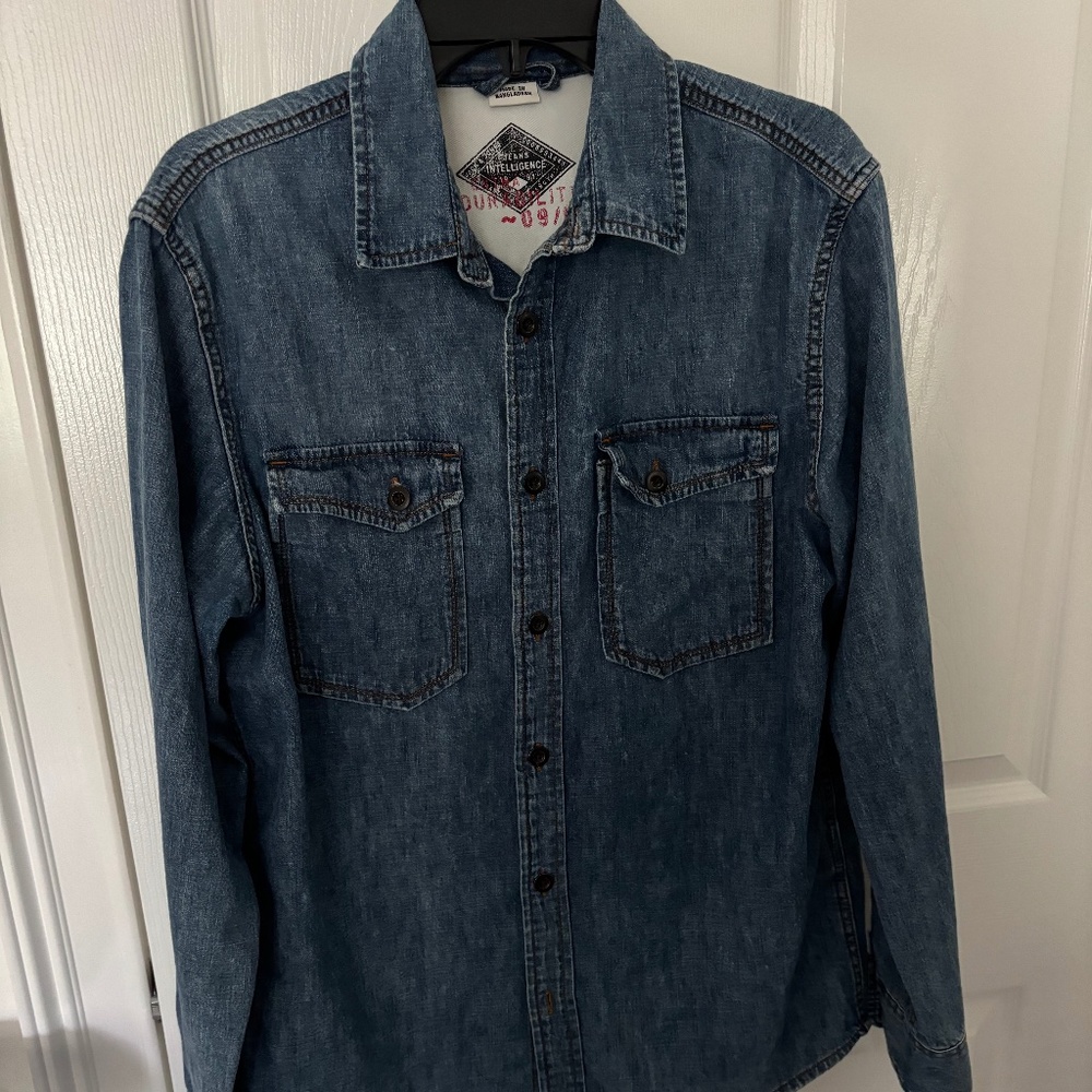 Men’s Jack Jones large denim button down shirt.